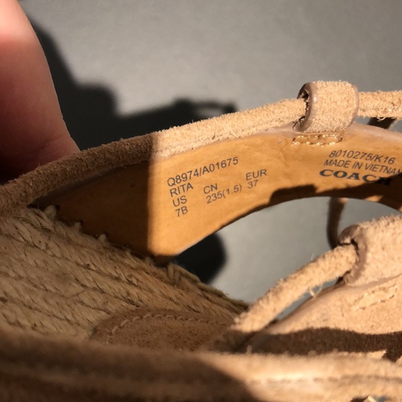 Coach | EUC Rita Suede Tan Espadrille Lace Up Size 7B - Picture 8 of 9